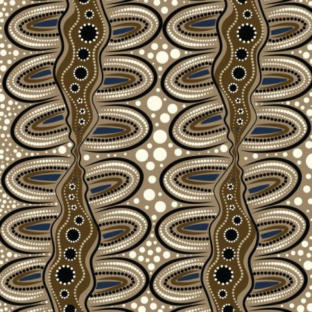 Background created with vector techniques, drawing influence from Aboriginal dot patterns