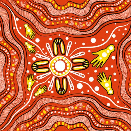 Artwork that incorporates elements of Aboriginal dot painting in its illustrations.