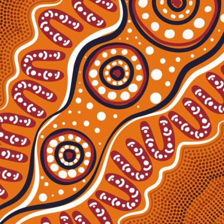 Illustrative designs based on the Aboriginal dot painting aesthetic.