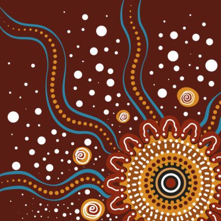 Illustrative work reflecting the Aboriginal style of dot painting.