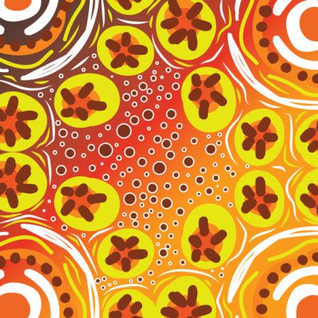 Illustrative works influenced by the art of Aboriginal dot painting.