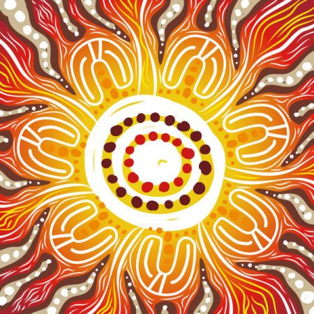 Art influenced by the unique dot painting practices of Aboriginal culture.