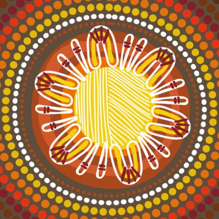 Artwork inspired by the dot painting techniques of Aboriginal culture.