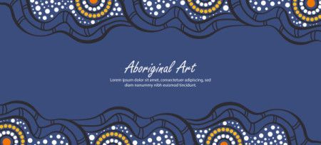 Banner artwork featuring Aboriginal dot patterns