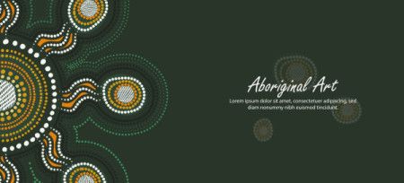 Aboriginal-inspired dot design on a green banner