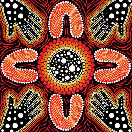 A culturally inspired illustration using Aboriginal dot art style elements