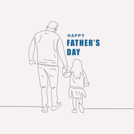 Father and daughter line artwork illustration for fathers day