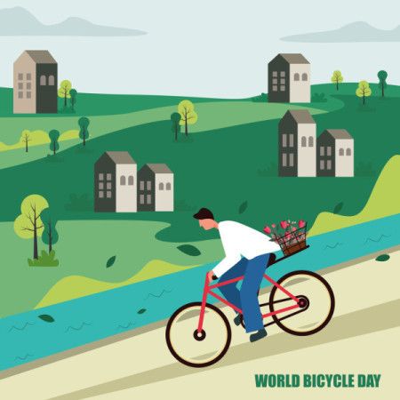 World Bicycle Day Graphic Illustration