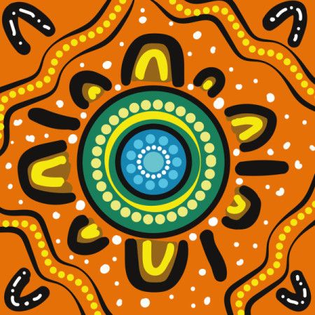A visual composition shaped by the iconic dot motifs of Aboriginal Australian art.