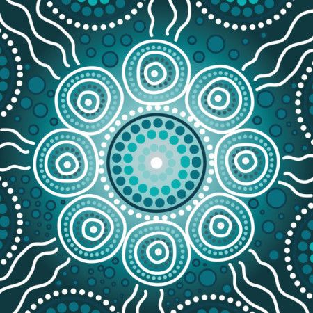 A digitally crafted work influenced by the intricate dot techniques of Aboriginal art