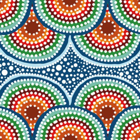 Colorful Aboriginal Dot Pattern with Concentric Circles