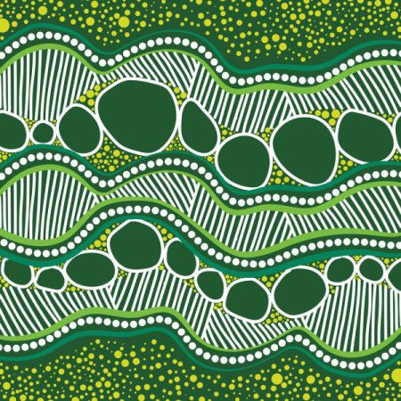 Abstract Aboriginal Landscape illustration in Green Tones