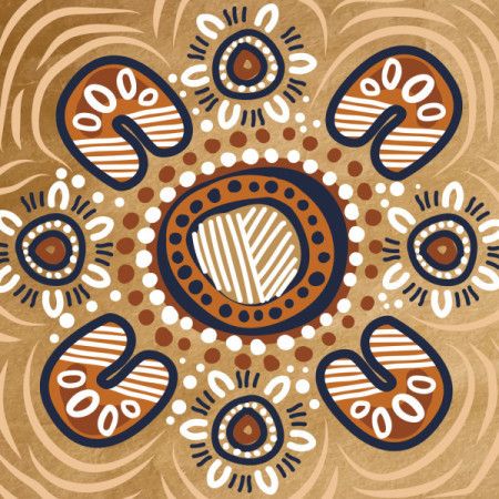 Aboriginal Gathering Motif with Earthy Tones