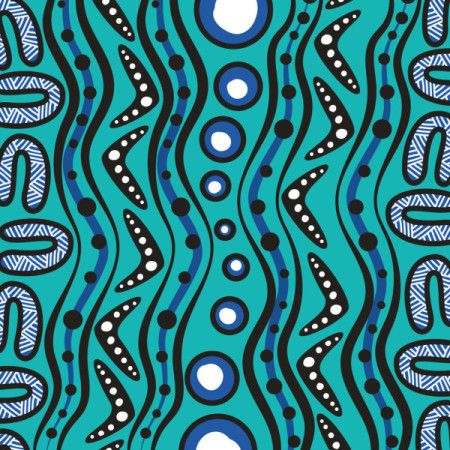 Flow of Tradition in Blue Tones, Aboriginal Vector Artwork
