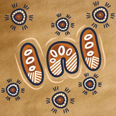 A digital painting in vector form, with a pattern drawn from Aboriginal dot artwork.