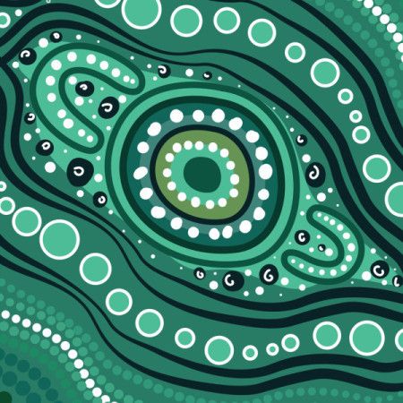 Aboriginal-Inspired Green Dot Artwork Illustration