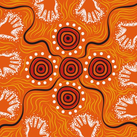 Aboriginal-Inspired Community Gathering Artwork Illustration