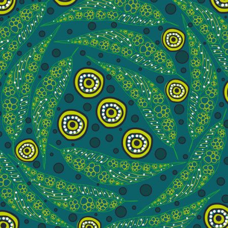 Aboriginal-Inspired Leaf and Waterhole Pattern Illustration