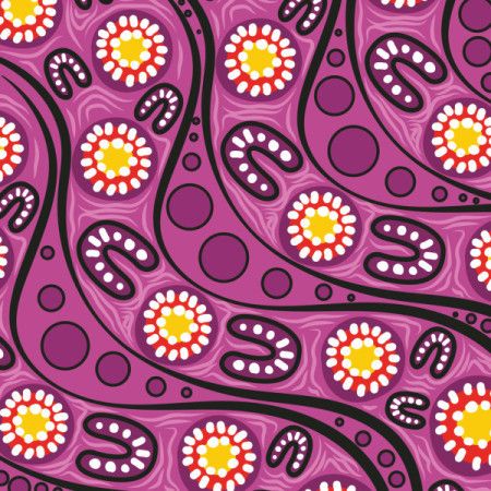 Bright magenta aboriginal dot style artwork illustration