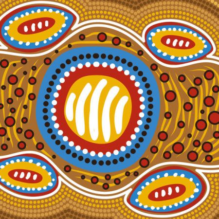 A digital painting in vector form featuring a design inspired by Aboriginal dot art.