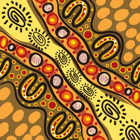 Aboriginal-Inspired Pathways and Symbols Artwork Illustration