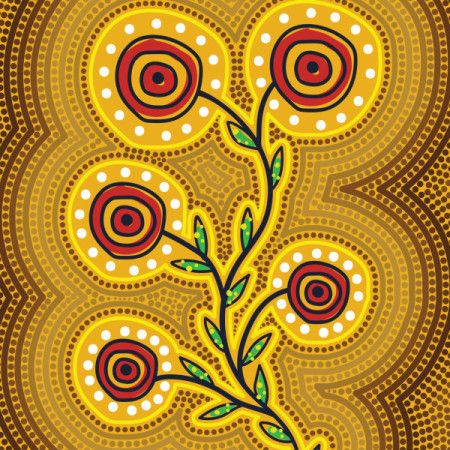 Aboriginal-Inspired Floral Symbolism Artwork