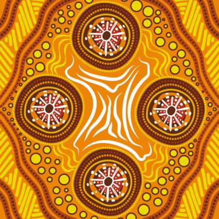 Aboriginal Dot Artwork Illustration in Warm Tones