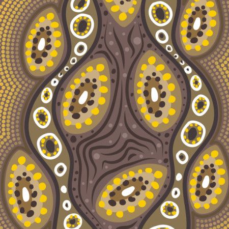Earthy-toned Aboriginal-inspired artwork illustration