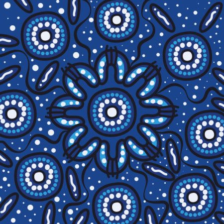 Ceremonial Aboriginal Dot Art in Blue Tones