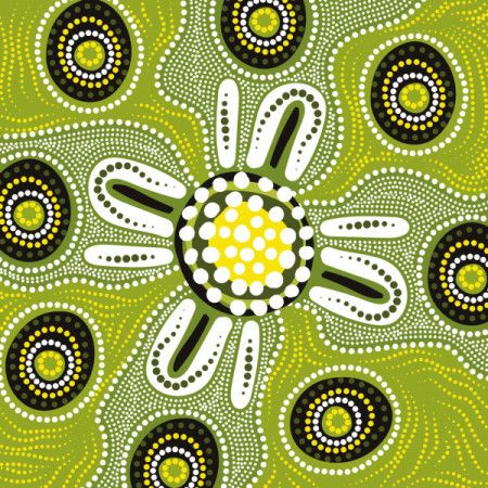 Gathering Inspired Aboriginal Dot Art Design Illustration