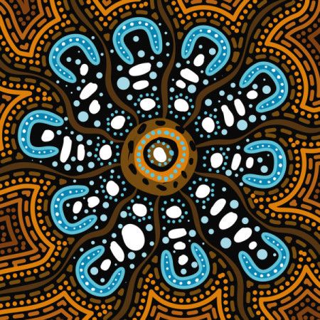 Illustration featuring a design inspired by Aboriginal dot art