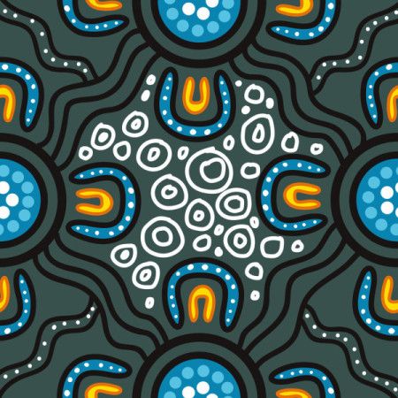 Gathering at the Waterhole Aboriginal Artwork Illustration