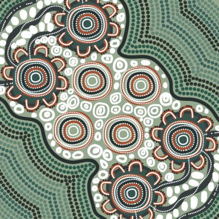 An Aboriginal-inspired artwork depicting gathering circles of country
