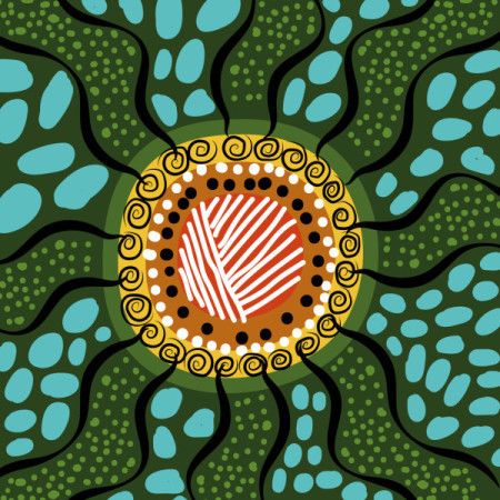 Aboriginal Art Inspired Nature Motif Illustration