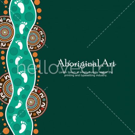 Aboriginal art vector banner with text. 