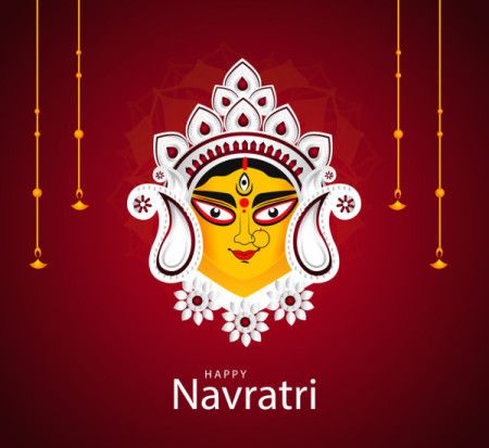 Happy Navratri Festive Illustration of Goddess Durga