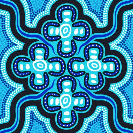 A vibrant Aboriginal-style blue dot artwork Illustration