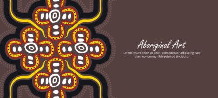 Aboriginal Art Banner Design With Bold Tribal Motif