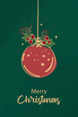 A festive illustration of a red Christmas bauble with a warm “Merry Christmas” greeting.