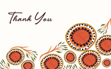 A calm and elegant thank-you design inspired by Aboriginal dot art