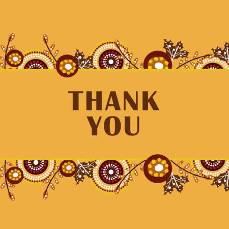 Thank You Card Design with Warm Aboriginal Dot Art Motifs