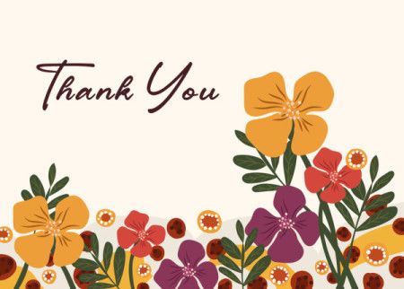 Thank You with Floral Folk Art Elegance