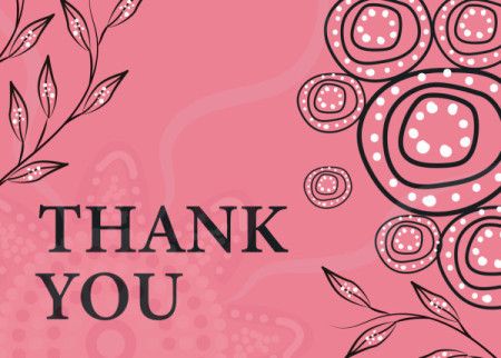 Thank You Card Template With Soft Pink Aboriginal-Inspired Art