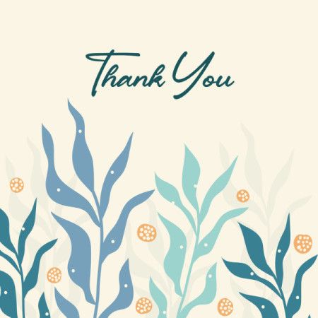 Thank You Card Template with Flowing Leaves