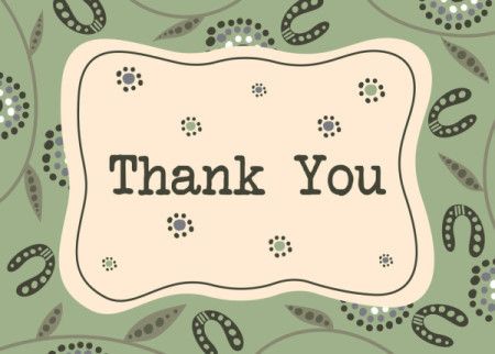 A soft thank you design framed with Aboriginal-inspired patterns and gentle earthy tones.