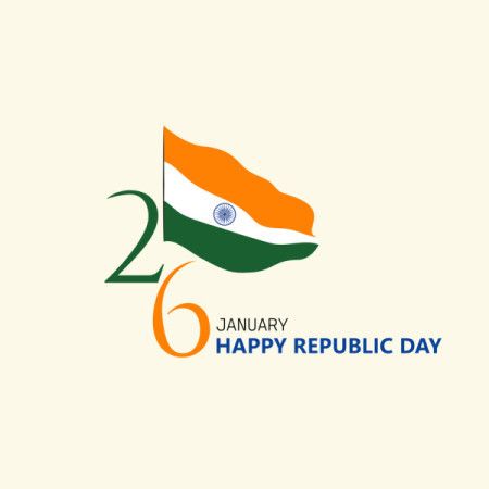 Happy Republic Day India with Waving National Flag