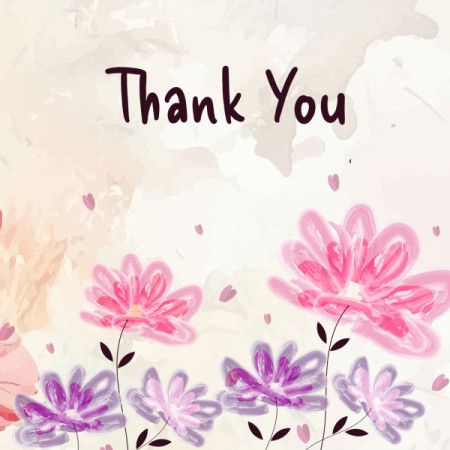Watercolor Floral Thank You Card Illustration
