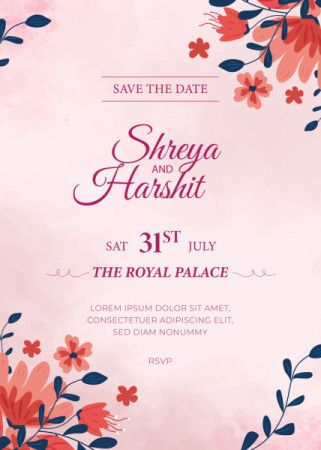 Floral Save the Date Wedding Invitation Card