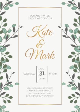 Greenery Floral Wedding Invitation Card Design