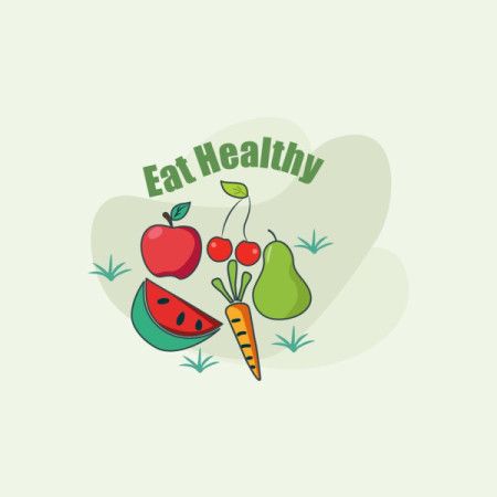 Healthy Eating Fruits and Vegetables Illustration